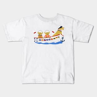 Nautical Preppy Dogs - Golden Retrievers Kids T-Shirt